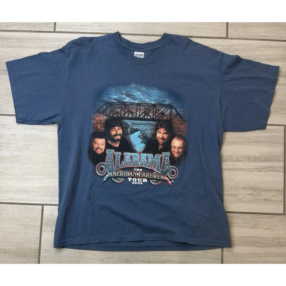 Vintage Alabama Tshirt Men's XL Blue 2003 Farewell Tour Double Sided Country 00s - Picture 2 of 12